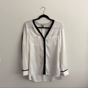 H&M White Blouse/ Black Trim